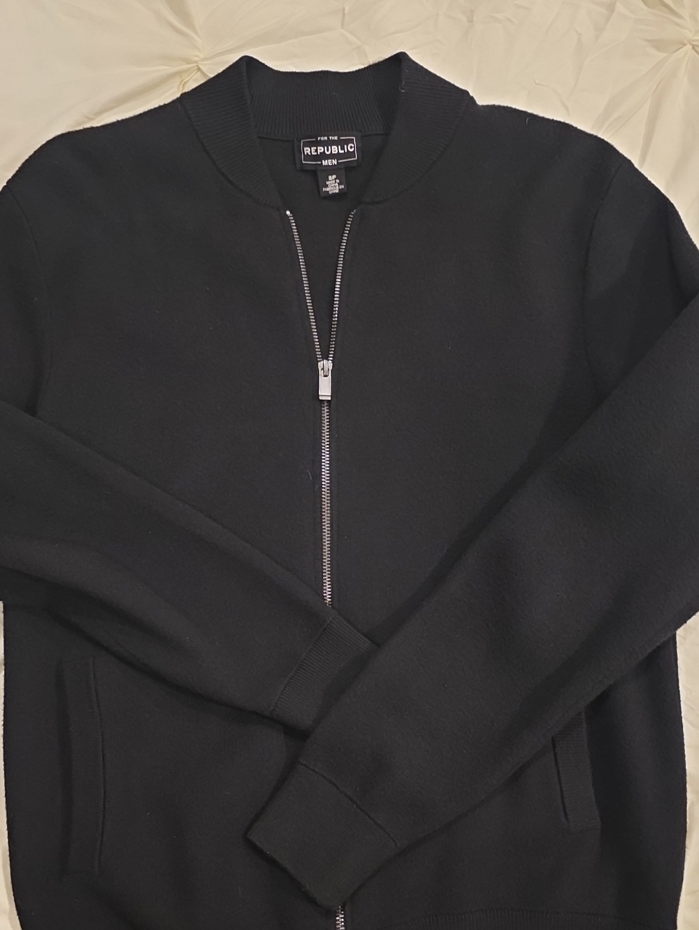 For The Republic Men's Black Zip-Up Sweater